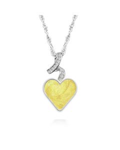 LifeStone™ Ribboned Heart Cremation Ashes Pendant-Daffodil-Sterling Silver