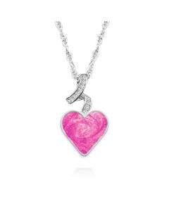 LifeStone™ Ribboned Heart Cremation Ashes Pendant-Magenta-Sterling Silver