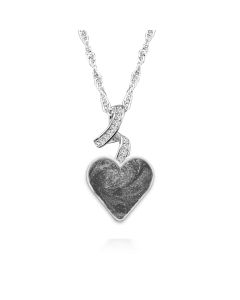 LifeStone™ Ribboned Heart Cremation Ashes Pendant-Midnight-Sterling Silver