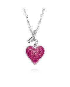 LifeStone™ Ribboned Heart Cremation Ashes Pendant-Mulberry-Sterling Silver