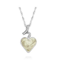 LifeStone™ Ribboned Heart Cremation Ashes Pendant-Natural-Sterling Silver