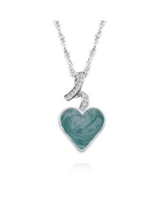 LifeStone™ Ribboned Heart Cremation Ashes Pendant-Peacock-Sterling Silver