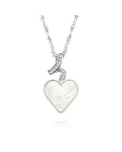 LifeStone™ Ribboned Heart Cremation Ashes Pendant-Pearl-Sterling Silver