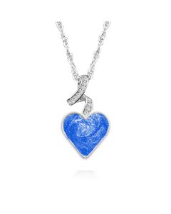 LifeStone™ Ribboned Heart Cremation Ashes Pendant-Sapphire-Sterling Silver