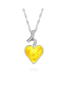 LifeStone™ Ribboned Heart Cremation Ashes Pendant-Sunflower-Sterling Silver
