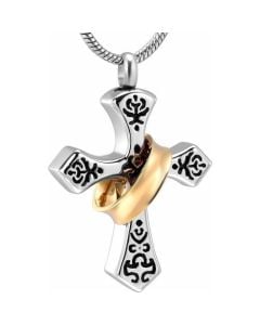 Ring Cross - Stainless Steel Cremation Ashes Memorial Pendant