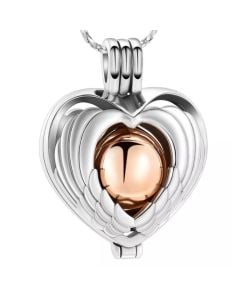Rose Ball Winged Locket - Stainless Steel Cremation Ashes Jewellery Pendant