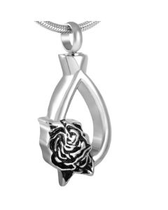 Rose Teardrop - Stainless Steel Cremation Ashes Jewellery Pendant