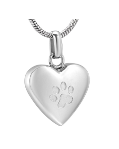 Pet Paw Heart - Stainless Steel Cremation Ashes Memorial Pendant