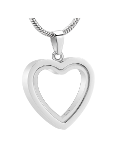 Glass Heart - Stainless Steel Cremation Ashes Memorial pendant