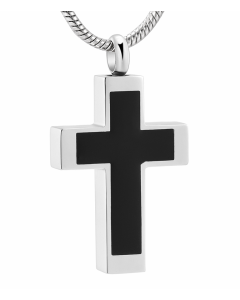 Black Cross - Stainless Steel Cremation Ashes Jewellery Pendant