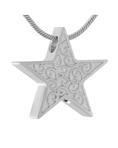 Scroll Star - Stainless Steel Cremation Ashes Jewellery Pendant
