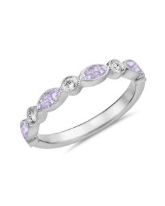 LifeStone™ Ladies Serenity Hearts Cremation Ashes Ring-Lavender-Sterling Silver