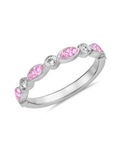LifeStone™ Ladies Serenity Hearts Cremation Ashes Ring-Magenta-Sterling Silver