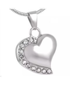 Shimmer Heart -Stainless Steel Cremation Ashes Jewellery Urn Pendant