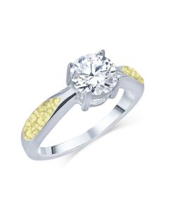 LifeStone™ Ladies Solitaire Cremation Ashes Memorial Ring-Daffodil-Sterling Silver