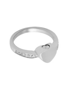 Sparkle Heart Ring - Stainless Steel Cremation Ashes Jewellery Urn Memorial Keepsake