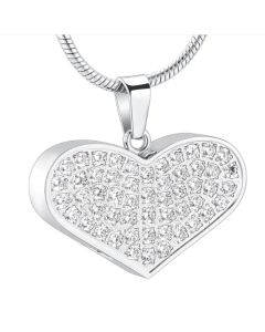 Sparkle Wide Heart - Stainless Steel Cremation Ashes Jewellery Pendant