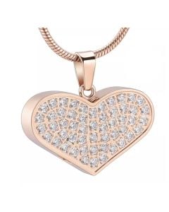 Sparkle Wide Heart - Rose Gold Stainless Steel Cremation Ashes Jewellery Pendant