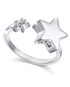 Double Star Ring - Stainless Steel Cremation Ashes Jewellery Urn Memorial Keepsake