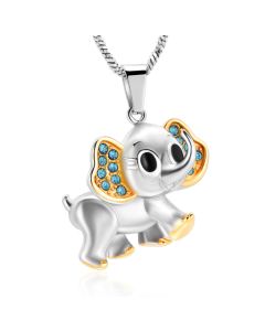 Sweet Elephant Blue Stones - Stainless Steel Cremation Ashes Jewellery Urn Pendant