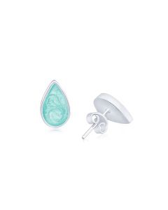 LifeStone™ Ladies Teardrop Cremation Ashes Earrings-Aquamarine