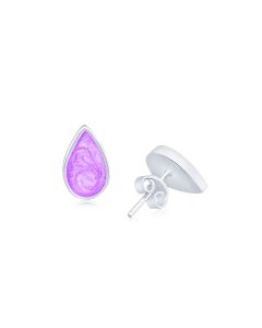 LifeStone™ Ladies Teardrop Cremation Ashes Earrings-Violet