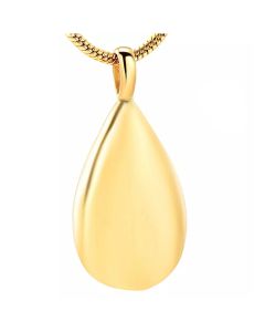 Puff Teardrop - Yellow Gold Stainless Steel Cremation Ashes Jewellery Urn Pendant