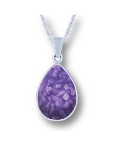 LifeStone™ Perfect Teardrop Cremation Ashes Pendant-Violet-Sterling Silver