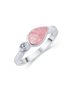 LifeStone™ Ladies Teardrop Cremation Ashes Ring-Cupid-Sterling Silver