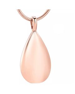 Puff Teardrop - Rose Gold Stainless Steel Cremation Ashes Jewellery Urn Pendant