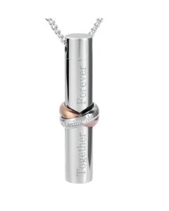 Together Forever Cylinder - Stainless Steel Cremation Ashes Urn Jewellery Pendant
