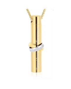 Together Forever Cylinder Gold - Stainless Steel Cremation Ashes Urn Jewellery Pendant