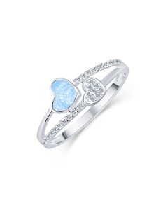 LifeStone™ Ladies Together Hearts Cremation Ashes Ring-Azure-Sterling Silver