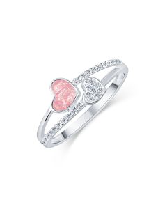 LifeStone™ Ladies Together Hearts Cremation Ashes Ring-Cupid-Sterling Silver