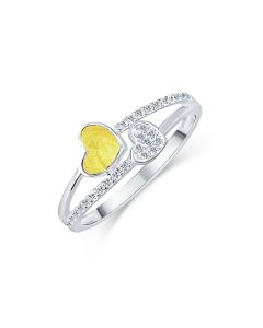 LifeStone™ Ladies Together Hearts Cremation Ashes Ring-Daffodil-Sterling Silver