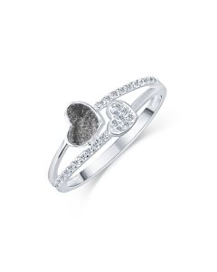 LifeStone™ Ladies Together Hearts Cremation Ashes Ring-Midnight-Sterling Silver