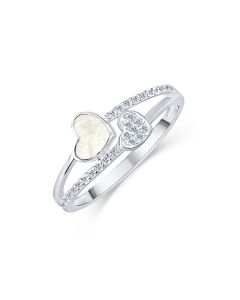 LifeStone™ Ladies Together Hearts Cremation Ashes Ring-Pearl-Sterling Silver