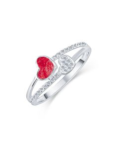 LifeStone™ Ladies Together Hearts Cremation Ashes Ring-Rose-Sterling Silver