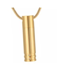 Unisex Cylinder - Gold Stainless Steel Cremation Ashes Urn Jewellery Pendant