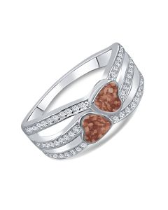 LifeStone™ Ladies Unity Hearts Cremation Ashes Ring-Copper-9ct White Gold