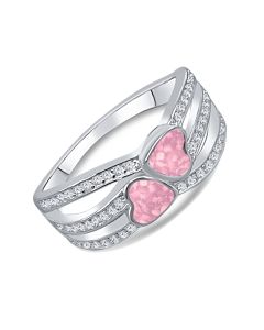 LifeStone™ Ladies Unity Hearts Cremation Ashes Ring-Cupid-9ct White Gold
