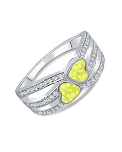 LifeStone™ Ladies Unity Hearts Cremation Ashes Ring-Daffodil-9ct White Gold
