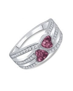 LifeStone™ Ladies Unity Hearts Cremation Ashes Ring-Mulberry-9ct White Gold