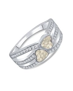 LifeStone™ Ladies Unity Hearts Cremation Ashes Ring-Natural-9ct White Gold