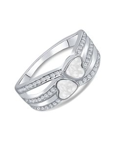 LifeStone™ Ladies Unity Hearts Cremation Ashes Ring-Pearl-Sterling Silver