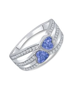 LifeStone™ Ladies Unity Hearts Cremation Ashes Ring-Sapphire-9ct White Gold
