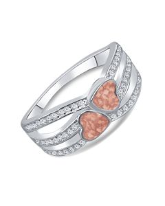 LifeStone™ Ladies Unity Hearts Cremation Ashes Ring-Sienna-9ct White Gold
