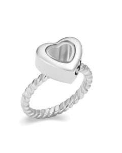Glass Heart Ring - Stainless Steel Cremation Ashes Jewellery Urn Memorial Keepsake