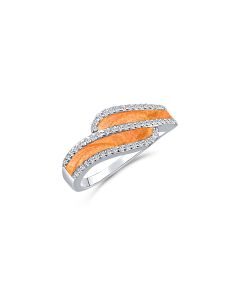 LifeStone™ Ladies Wave Cremation Ashes Ring-Amber-Sterling Silver